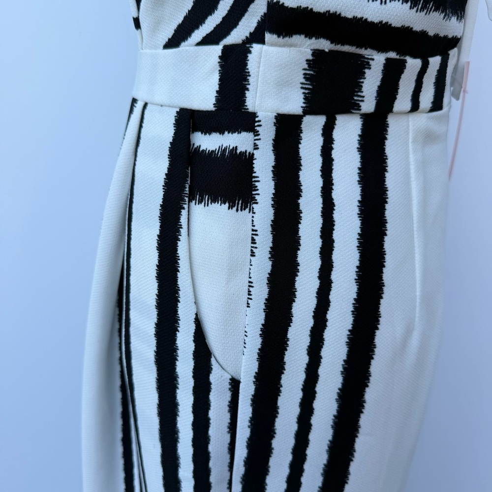 Jealous Tomato Monochrome Striped Sleeveless Jumpsuit Wide Leg Chic Black White - Picture 12 of 15